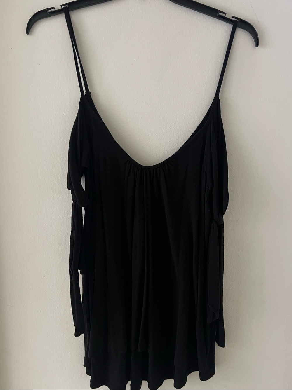 Free People Black Cold-Shoulder Spaghetti Strap Top